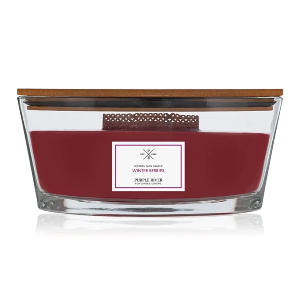 Candela profumata con stoppino in legno Purple River Ellipse 453 g - Winter Berries
