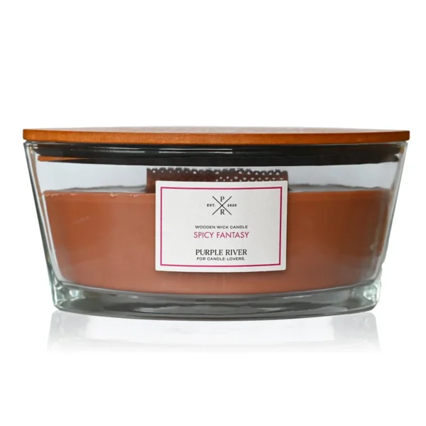 Candela profumata con stoppino in legno Purple River Ellipse 453 g - Spicy Fantasy
